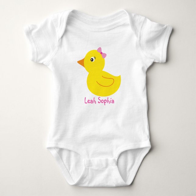 Body Para Bebê Rapariga Pato de Borracha Pato Personalizado Camis (Frente)