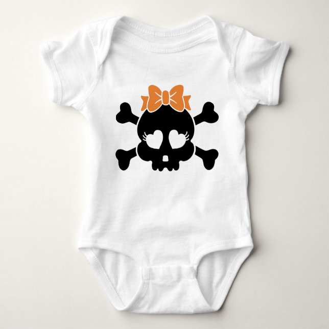 Body Para Bebê Rapariga Skull Halloween Spooky Girl (Frente)
