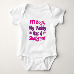Body Para Bebê Rapazes FYI Meu Pai Tem Uma Arma