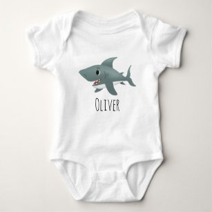 Body Para Bebê Rapazes - Tubarão-azul-marinho