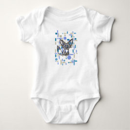 Body Para Bebê Raposa Fennec Legal com Óculos Geométrico Azul Beb