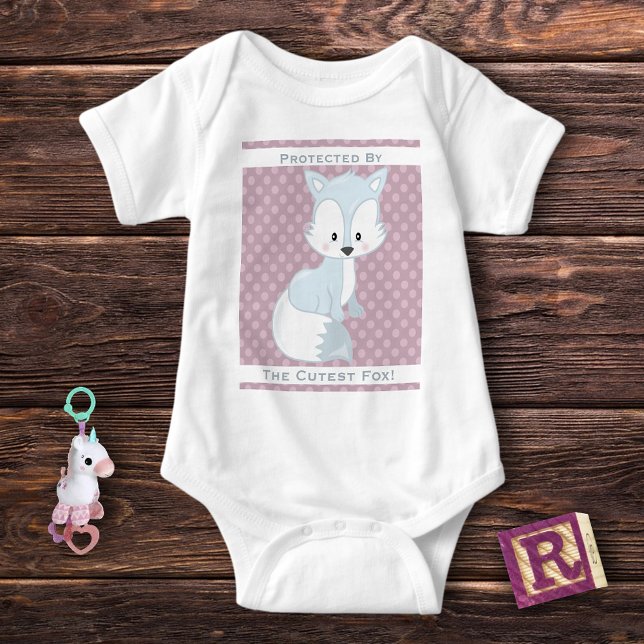 Body Para Bebê Raposa Púrpura Polka-Dots Baby Artic Fox Personali (Criador carregado)