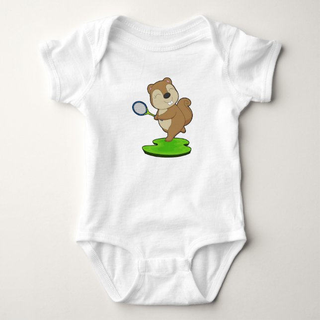 Body Para Bebê Raquete de tênis esquilo (Frente)