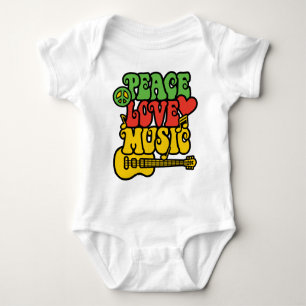 Body Para Bebê Rasta Peace-Love-Music