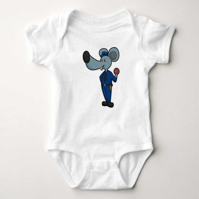 Body Para Bebê Rato como policial com Rosquinha (Frente)