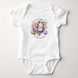 Body Para Bebê Rato Fofo Personalizado Dormindo em uma Meia Lua