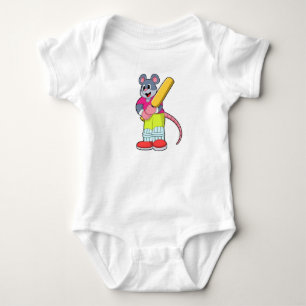 Body Para Bebê Rato no Cricket com morcego de Cricket