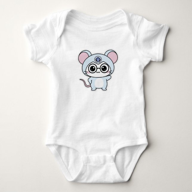 Body Para Bebê Rato pequeno fofo e adorável (Frente)