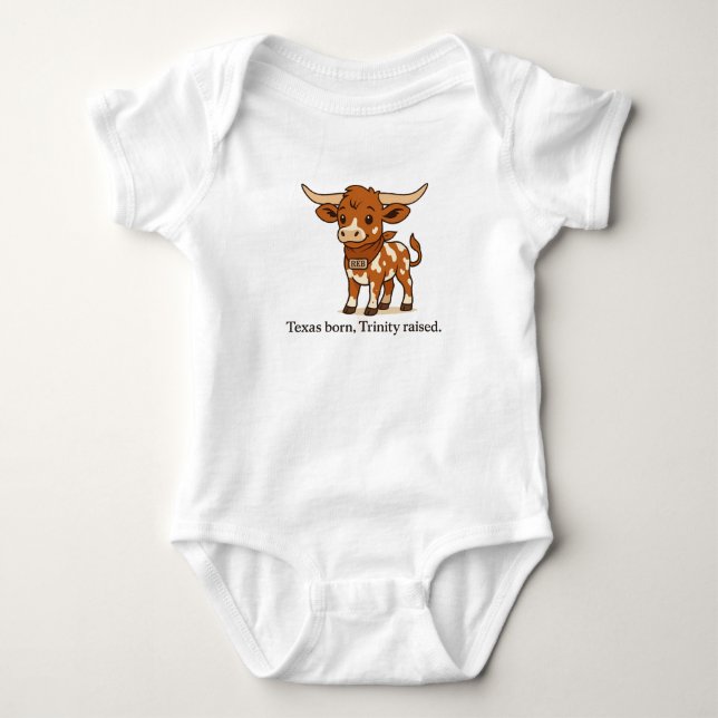 Body Para Bebê Reb the Longhorn – Nasceu no Texas. Criado pela Tr (Frente)