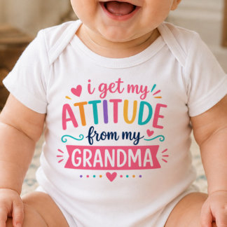 Body Para Bebê Recebo Minha Atitude Da Vovó Bodysuit