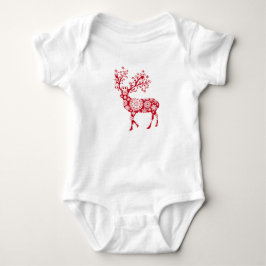 Body Para Bebê Red Christmas Reindeer