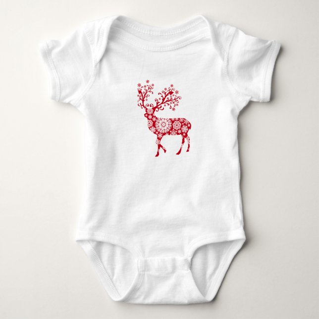 Body Para Bebê Red Christmas Reindeer (Frente)