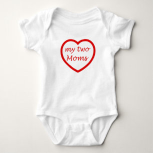 Body Para Bebê Red I Heart My Two Mães