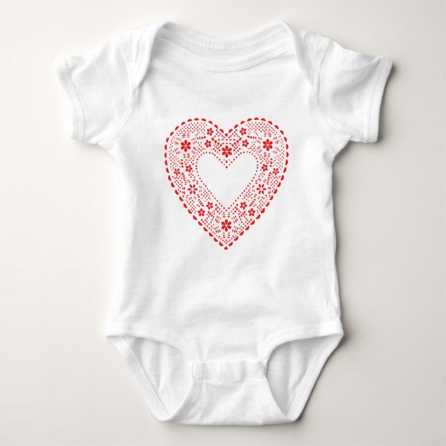 Body Para Bebê Red Lace Heart (Frente)