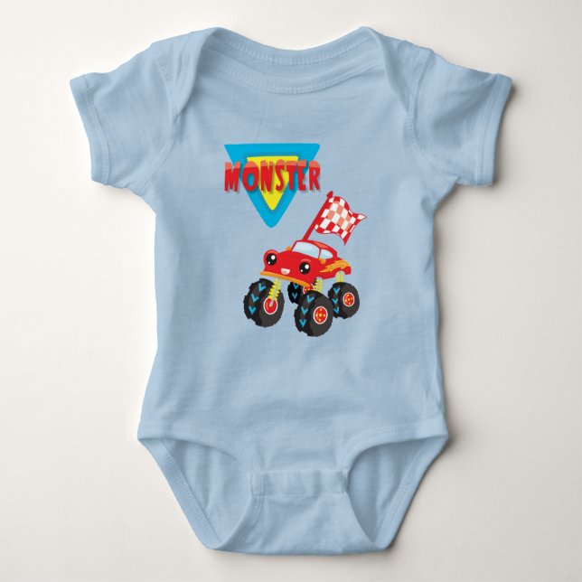 Body Para Bebê Red Monster Truck Boy (Frente)