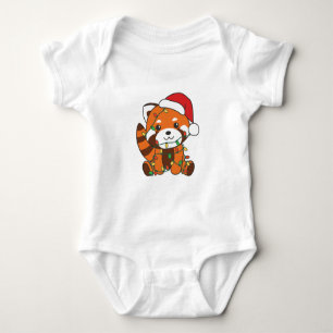 Body Para Bebê Red Panda Christmas Animais de inverno Red Pandas