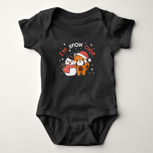 Body Para Bebê Red Panda, sou Snow Cute Snowman Snow Pun