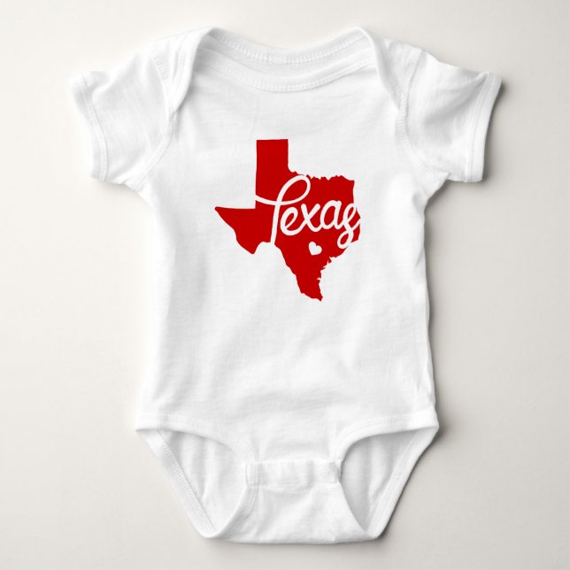 Body Para Bebê Red Texas Heart (Frente)