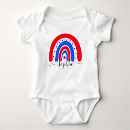 Body Para Bebê Red White e Blue Personalized Rainbow 4 de julho