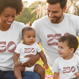 Body Para Bebê Red White Stripe Blue Stars America 250 Birthday