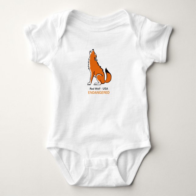Body Para Bebê Red WOLF - EUA - Animal em perigo - (Frente)
