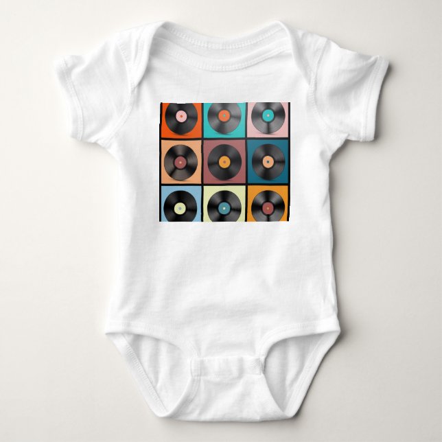 Body Para Bebê Registros de vinilo: conjunto retrô LP. (Frente)