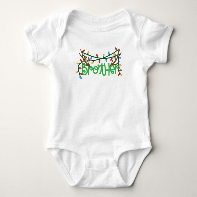 Body Para Bebê Reindeer Antlers de Natal | Irmão (Frente)