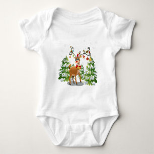 Body Para Bebê Reindeer Bonito na Neve