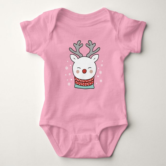 Body Para Bebê Reindeer de Natal (Frente)