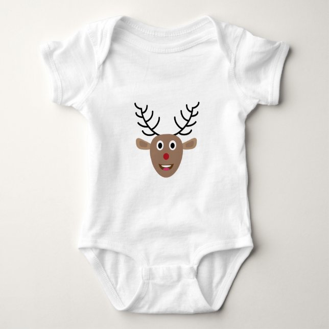 Body Para Bebê Reindeer Festivo de Natal (Frente)