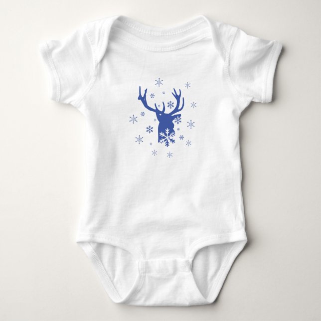Body Para Bebê Reindeer & Snowflakes (Frente)