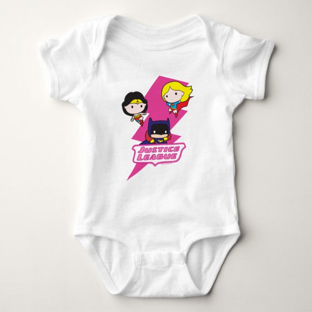 Body Para Bebê Relâmpago Rosa da Liga da Justiça Chibi (Frente)