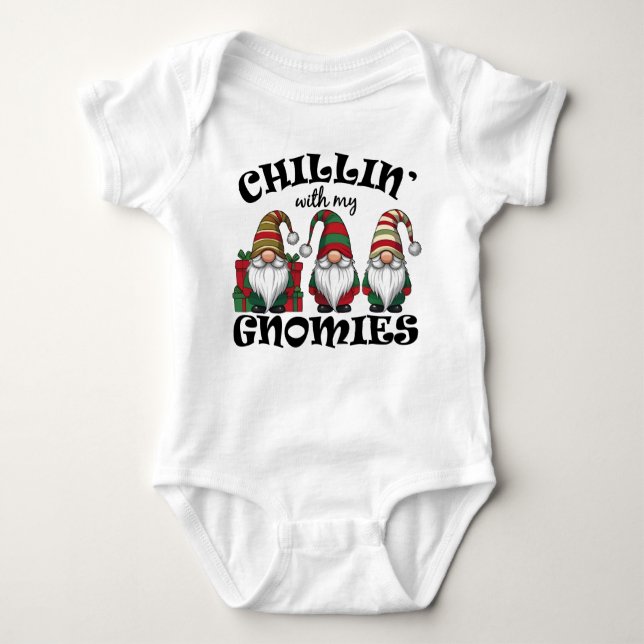 Body Para Bebê Relaxando com meus Gnomos Pendurados Camisola de B (Frente)