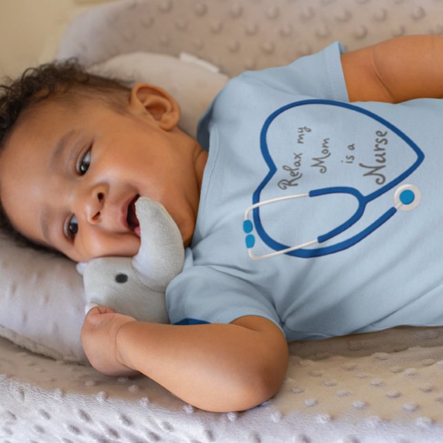Body Para Bebê Relaxe Minha Mãe É Uma Enfermeira Estetoscópio Amo (Criador carregado)