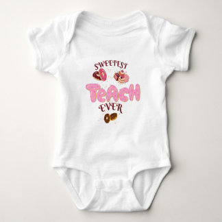 Body Para Bebê Relógio de Parede Sweetest Teach Ever Cute Donuts