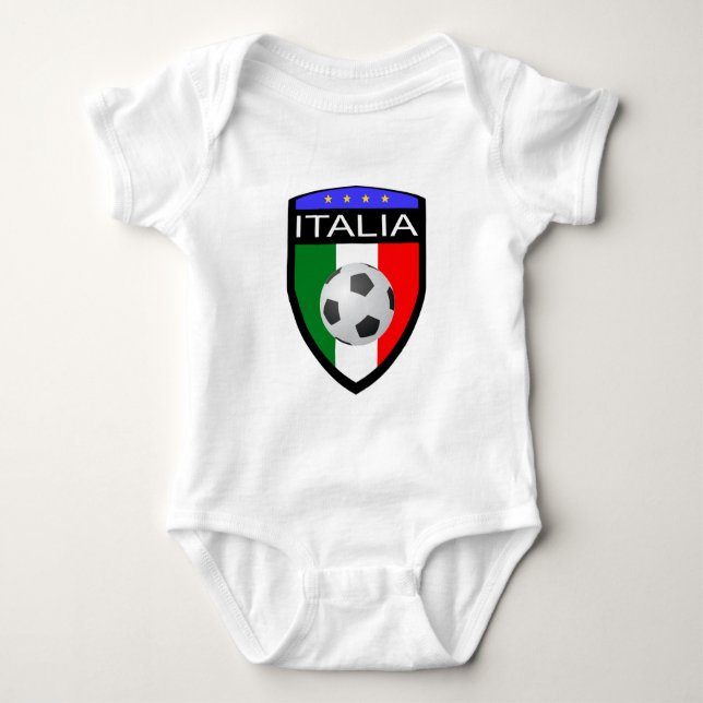Body Para Bebê Remendo da bandeira de Italia/Italia - com bola de (Frente)