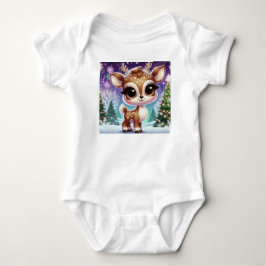 Body Para Bebê Rena Bebê Brilho de Floco de Neve