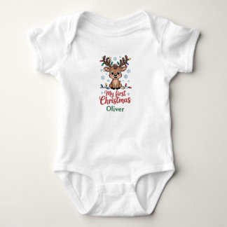 Body Para Bebê Rena de Natal com Nome Personalizado