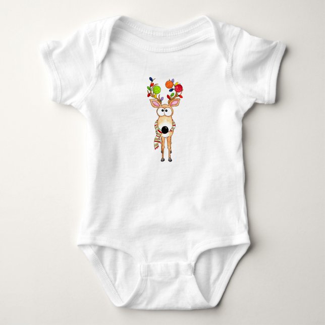 Body Para Bebê Rena de Natal de Pickleball (Frente)