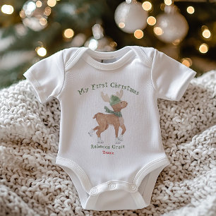 Body Para Bebê Rena Fofa Meu Primeiro Natal