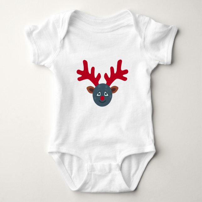 Body Para Bebê rena lua emoji de natal (Frente)