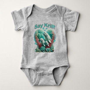 Body Para Bebê Retrato Adorável da Família de Baleias "Diga Krill