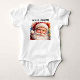 Body Para Bebê Retrato Alegre do Papai Noel de Natal