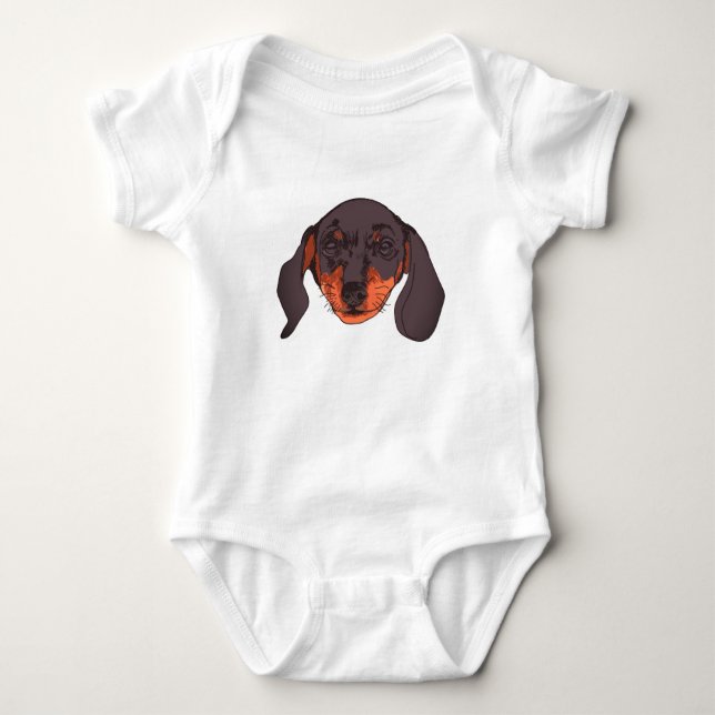 Body Para Bebê Retrato Dachshund Cute (Frente)
