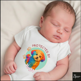 Body Para Bebê Retrato de cão Bichon Frise com redemoinho vibrant