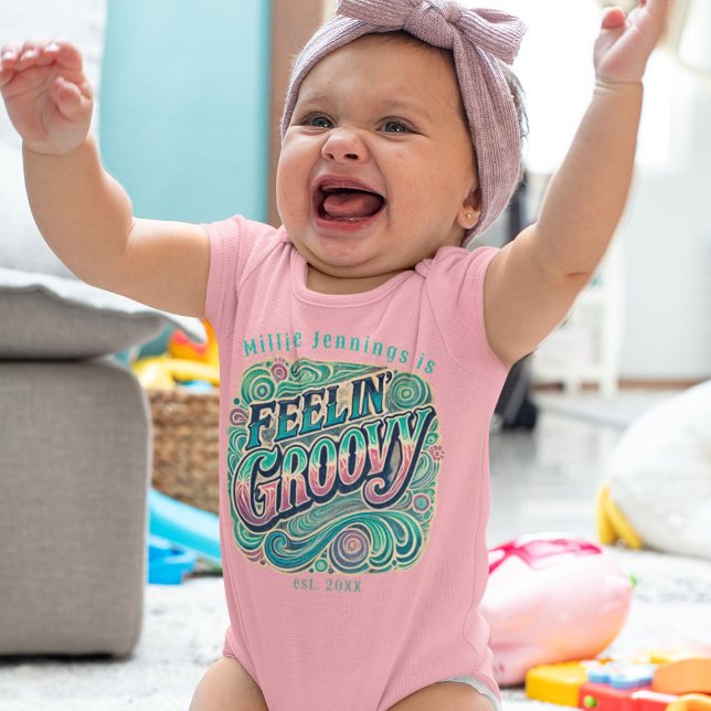 Body Para Bebê Retro 70s em Groovy Psicedélico (Criador carregado)