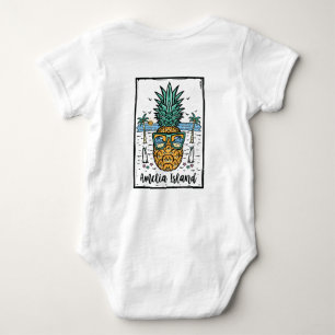 Body Para Bebê Retro Amelia Island Beach em ambos os lados