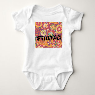 Body Para Bebê Retro Anos 70 Floral Patchwork Permaneça Forte Est