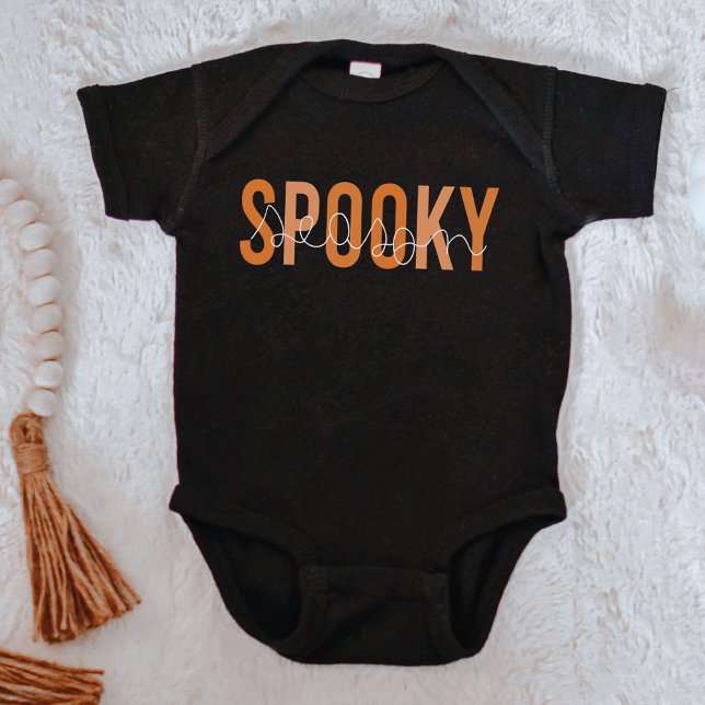 Body Para Bebê Retro Burnt Orange Spooky Season Halloween Fall (Criador carregado)