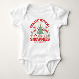 Body Para Bebê Retro Chilling Com Meu Natal De Snowmies